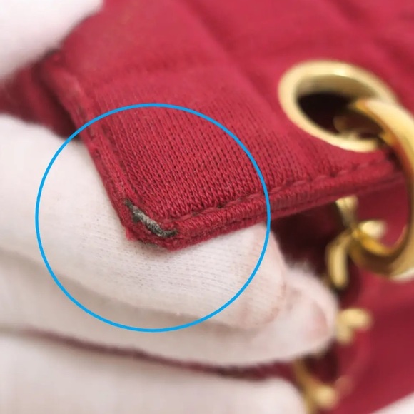 SOLD❤️ CHANEL Chocolate Bar CC Red Canvas Double Chain Shoulder Crossbody Bag - Picture 15 of 16